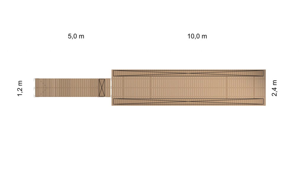 Mokkilaituri 2,4 x 10m mittakuva